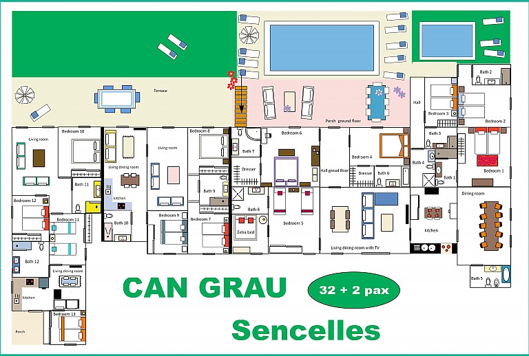 Finca Mallorca Sencelles 32 Personen