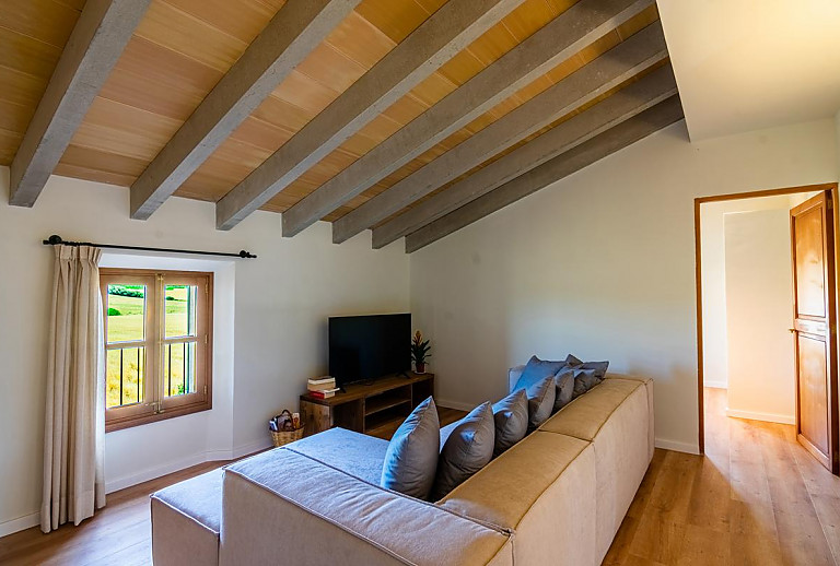Wohnzimmer mit Sofa und Fernseher