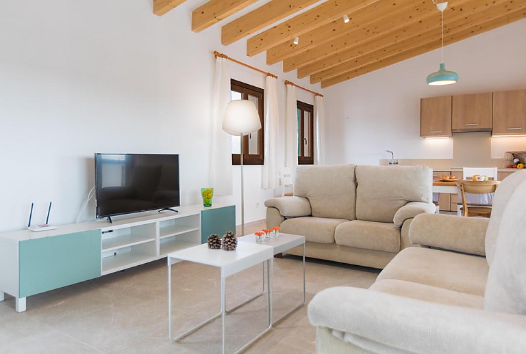 Sofa und Fernseher im Wohnraum